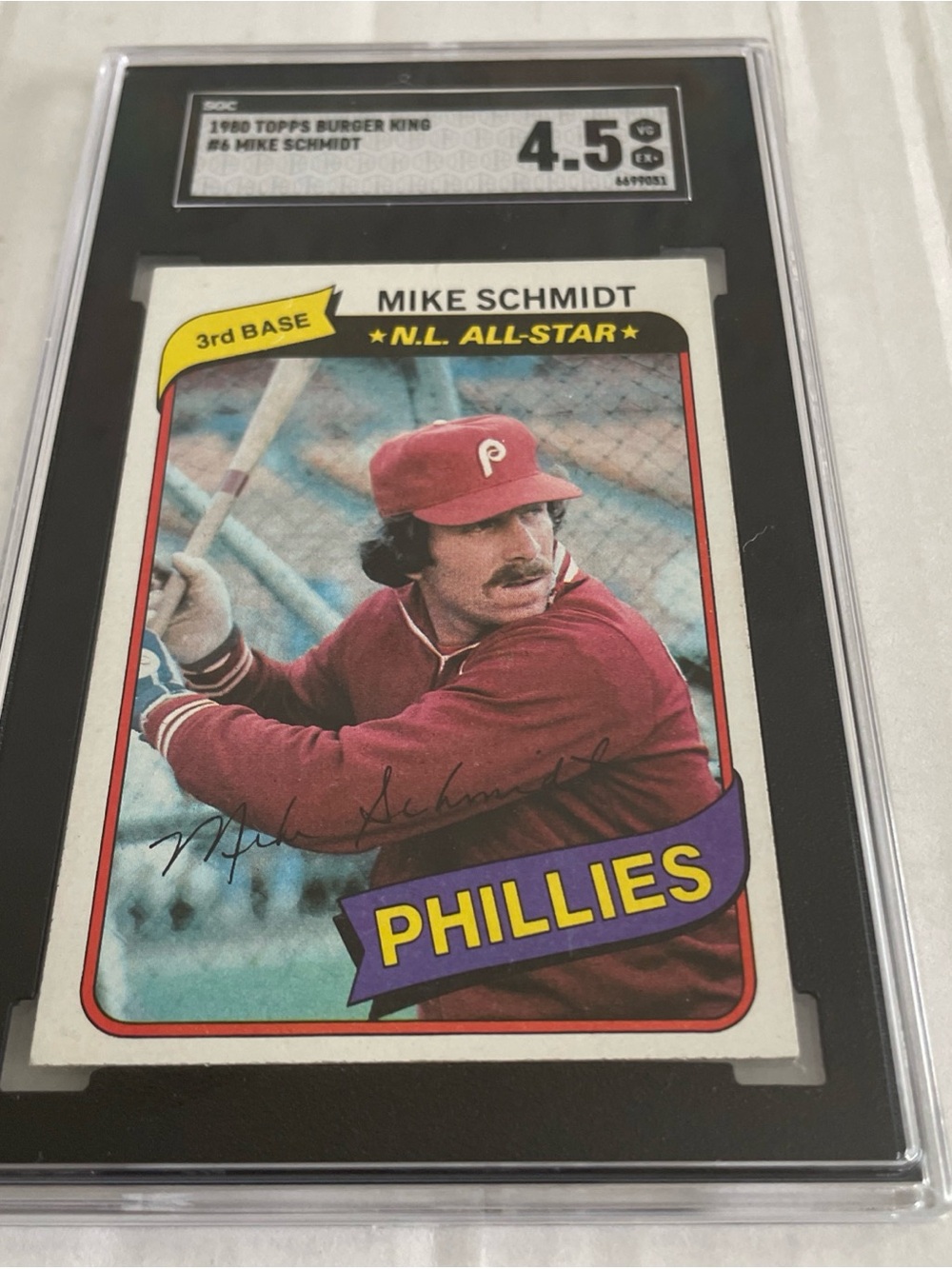 1980 Burger King Phillies #6 Mike Schmidt HOF SGC 4.5 Vintage Baseball Card